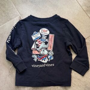 Vineyard Vines Kids Long Sleeve Shirt in Navy with Fun Graphics
